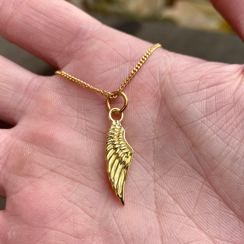 Mens Necklace Mens Gold Mini Wing Necklace Angel Wing Gold Etsy