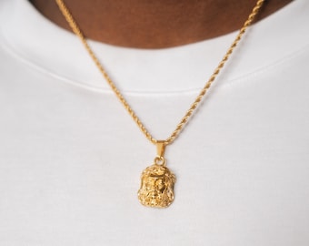 男性用キリスト・イエスのシンボルネックレス 14K ゴールド、宗教的な