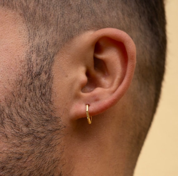 Thin gold hoop earrings mens deals
