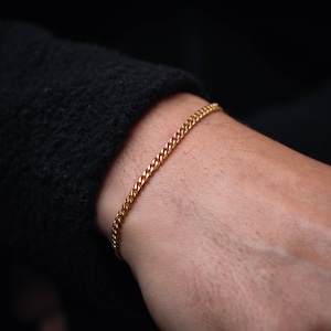 Pulseira de ouro 18K - Pulseira cubana de ouro masculina - Pulseira de corrente de ouro para homens - Pulseira de aço inoxidável banhada a ouro - Joias masculinas