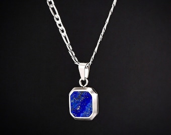 Collier lapis lazuli, collier en argent pendentif homme, collier pour homme bleu royal pendentif en argent pour homme collier pendentif - par Twistedpendant