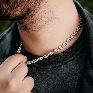 Silver Chain - Silver Mariner Chain Necklace For Men - Chunky 7mm Mariner Stainless Steel Chain - Mens Jewellery - Chains For Men