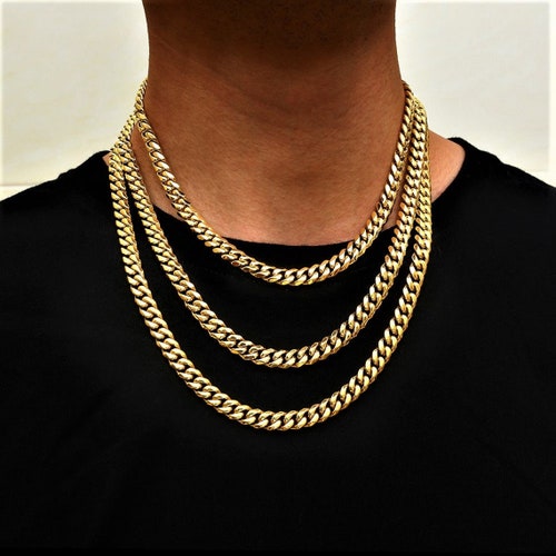 Mens Gold Chains 18K Gold Cuban Chain Necklace Men Etsy UK