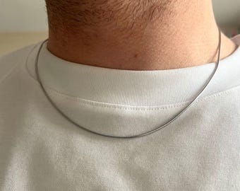 Silver Snake Chain - 1.2mm Thin Silver Chain Necklace For Men - Mens Chain Necklace - Minimal Silver Chain - Steel Chain Mens Jewelry