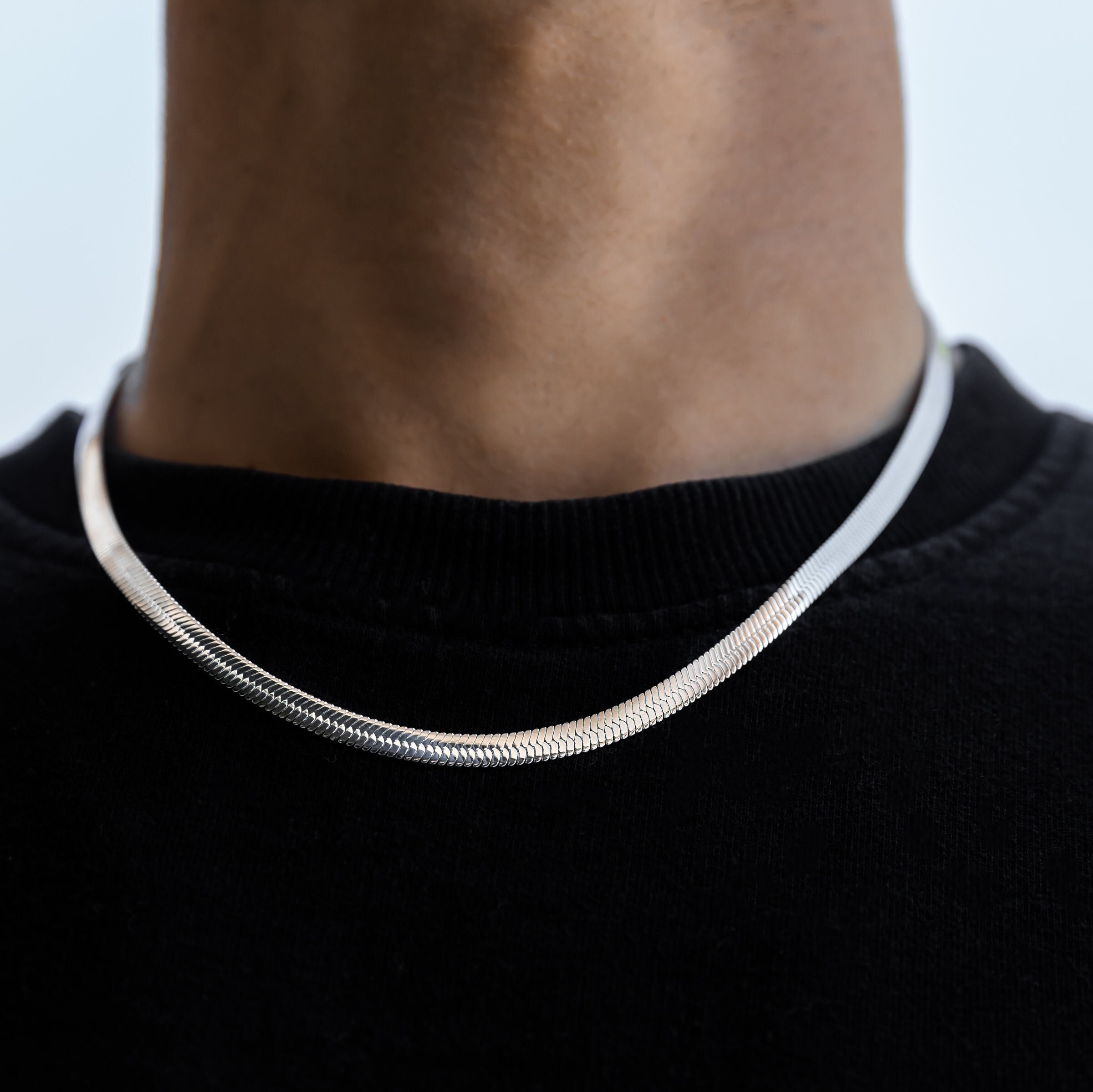 Bestyle Collana Girocollo Catena Serpente Piatta - Acciaio Inossidabile - Larghezze 3 E 5 Mm, Lunghezze 32/38/46 Cm - Confezione Regalo