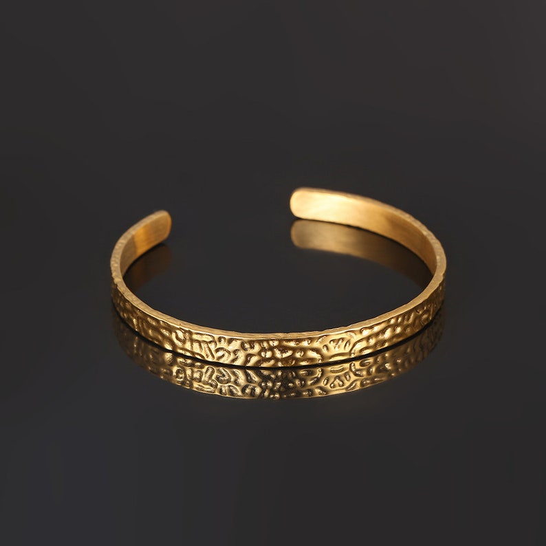 Gold Cuff Bracelet, Womens Bangle Bracelet, Hammered Finish, Silver Stacking Bracelet Custom Jewellery Gift for Her - By Twistedpendant
