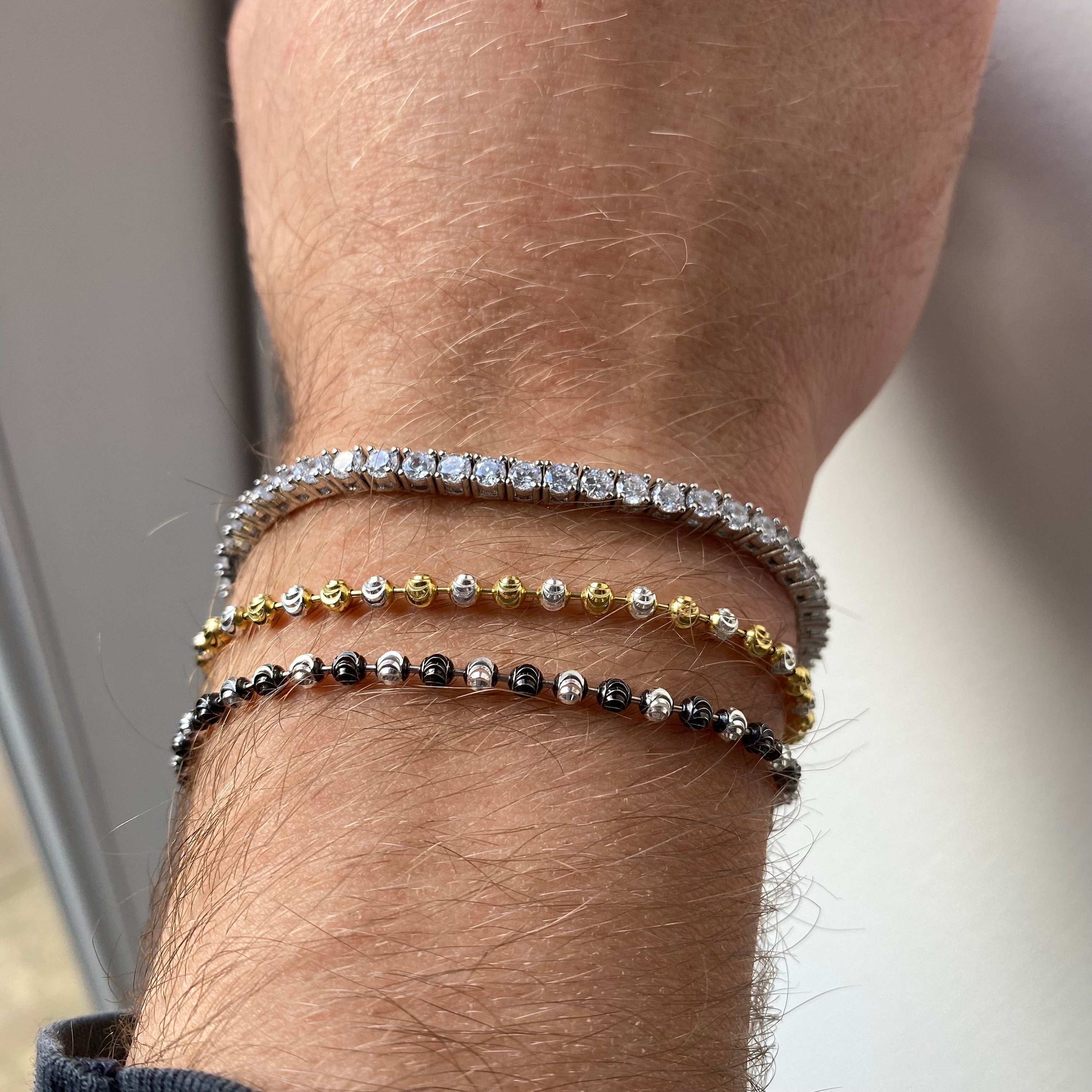 ★クール★Diesel Silver and Gold Pyrite Beaded Bracelet ☆クール☆Diesel Silver and Gold Pyrite Beaded Bracelet