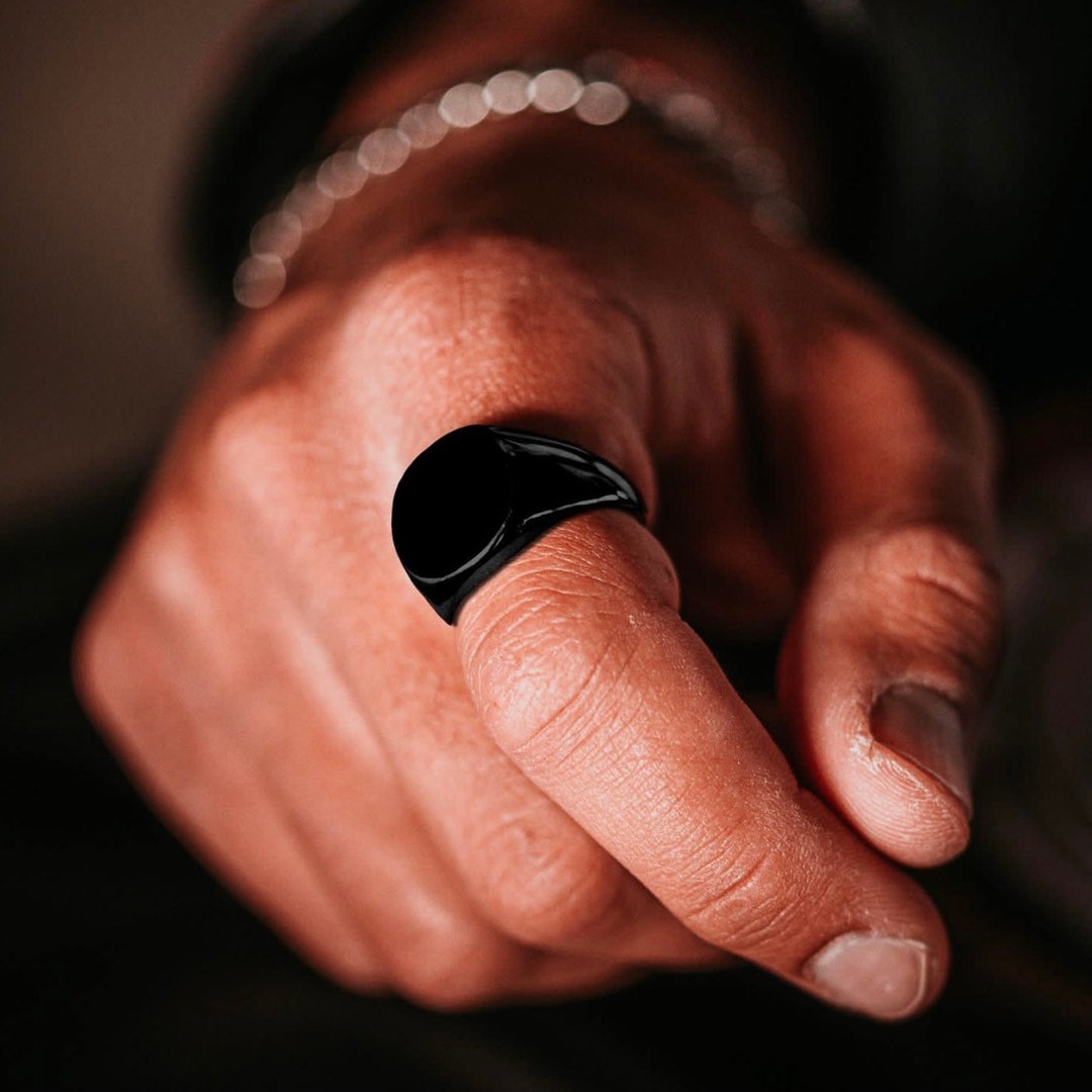 Mens Ring Black Ring Black Onyx Styled Ring Man Ring Mens Silver