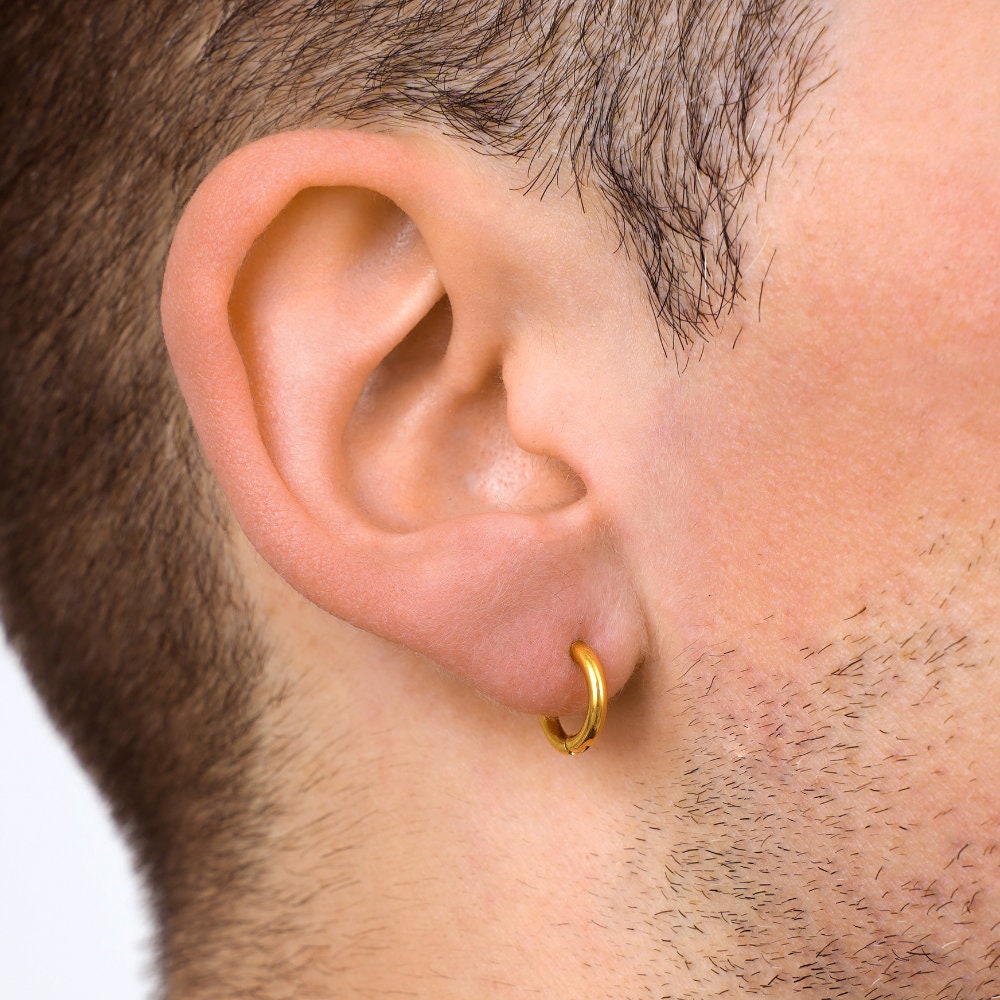 Orecchino A Cerchio Largo Da Uomo In Acciaio Inossidabile 316L (16 - Foto 2