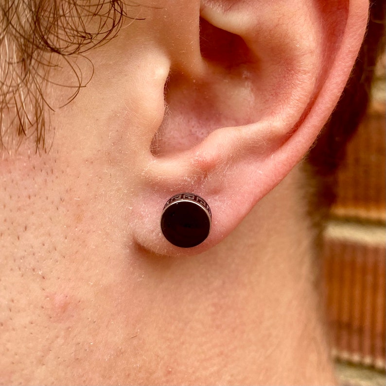 Mens Earrings Mens Stud Earrings Black Stud Earrings 6mm Etsy
