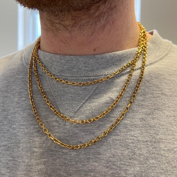 18K ゴールド ロロ チェーン - 男性用ゴールド チェーン ネックレス 