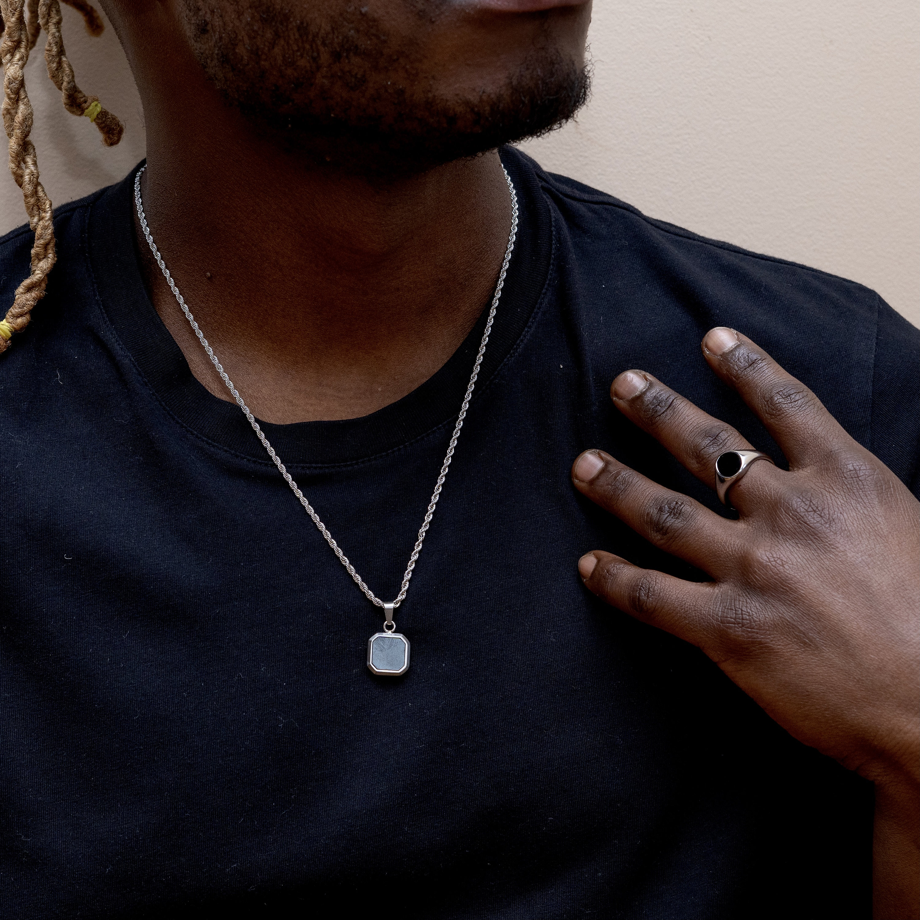 メンズネックレス - ブラックオニキスペンダントネックレス