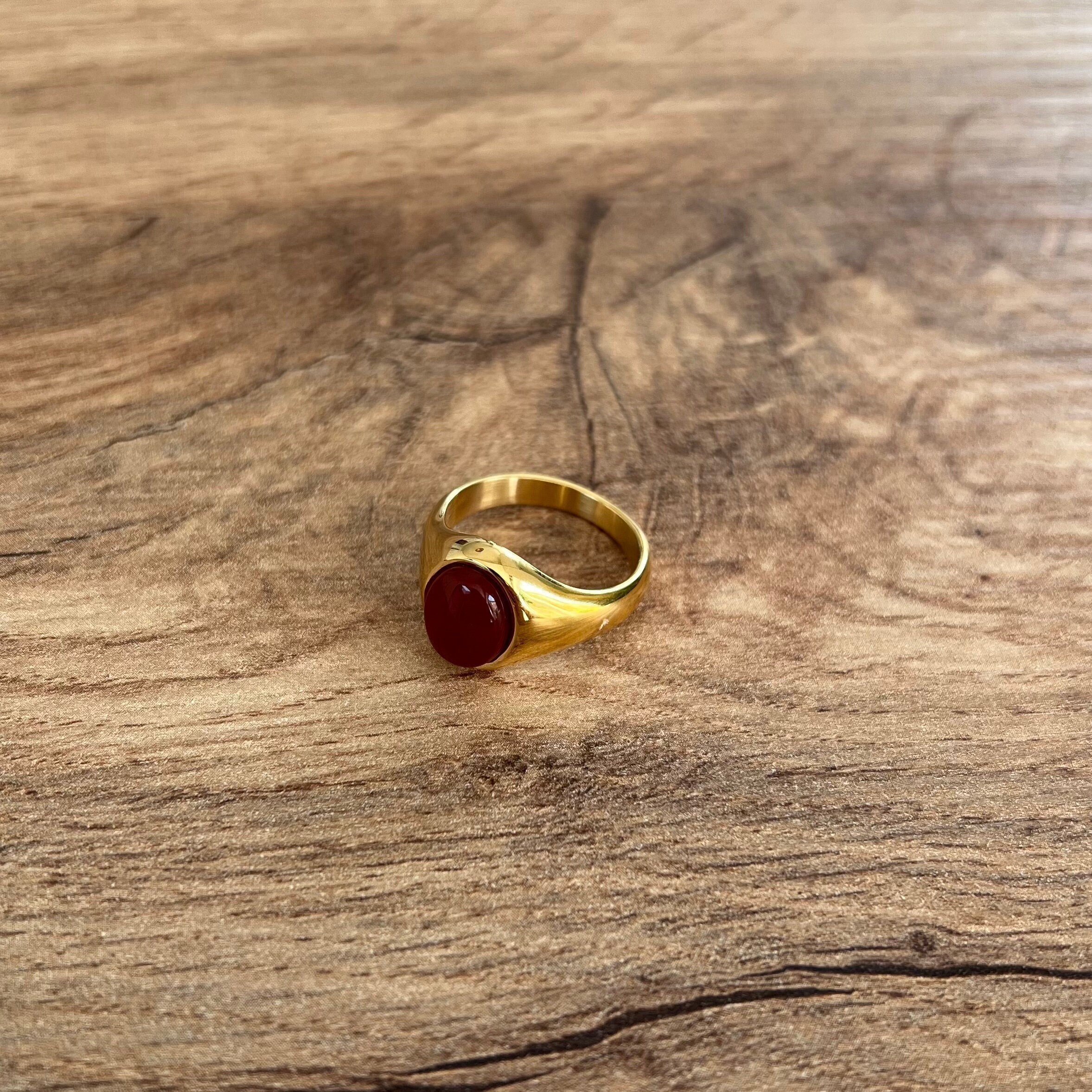 Anello nuziale da uomo in pietra quadrata con occhio di tigre autentico Anelli di gioielli in