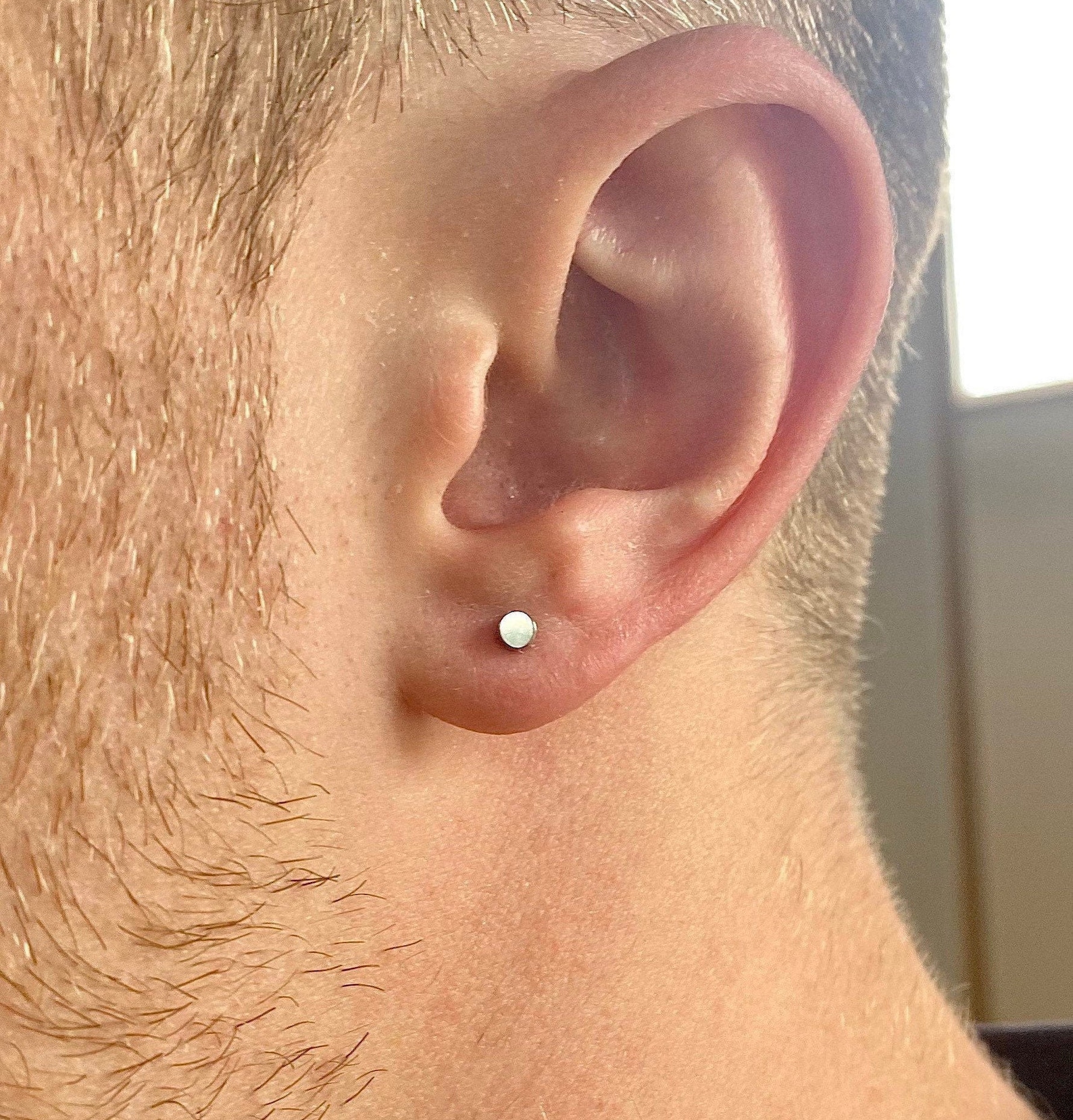 Mens Earrings Mens Stud Earrings Silver Opal Stud Earrings Etsy UK