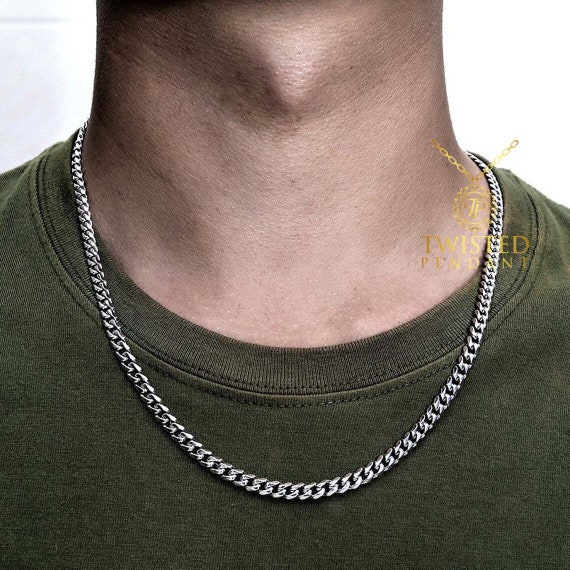 Silver Chain Choker Thick Mens Necklace 