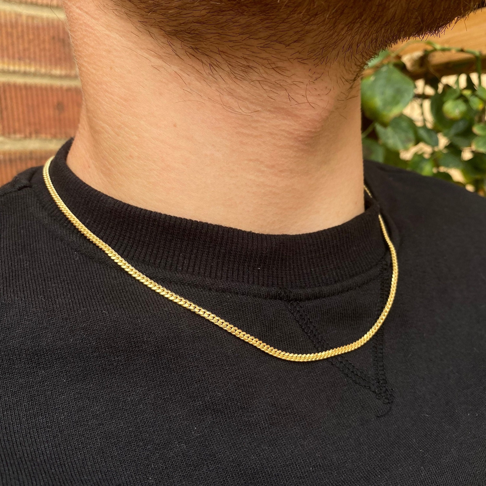 3mm Thin Gold Chain 18K Gold Cuban Chain Mens Gold Chain Etsy UK