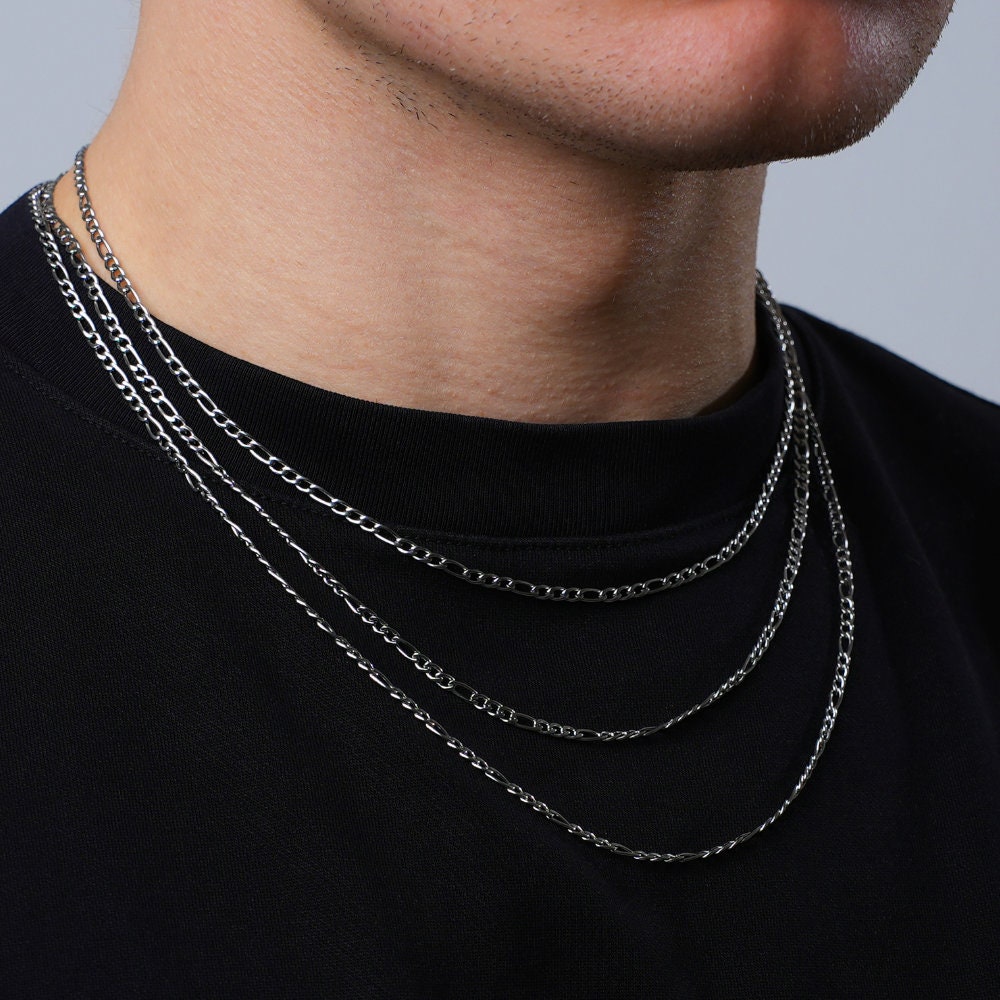 Collana In Acciaio Inox 18-30 Cm: Catena Curb Link Esagonale Figaro, Stile Unisex Elegante - Foto 2