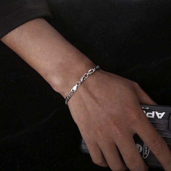 Modern Silver Chain Bracelet For Men No:5