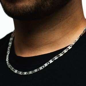 Mens Necklace - Silver Valentino Chunky Chain Necklace - 925 Sterling Silver Necklace For Men - Custom Smile Face Chain By Twistedpendant image 2