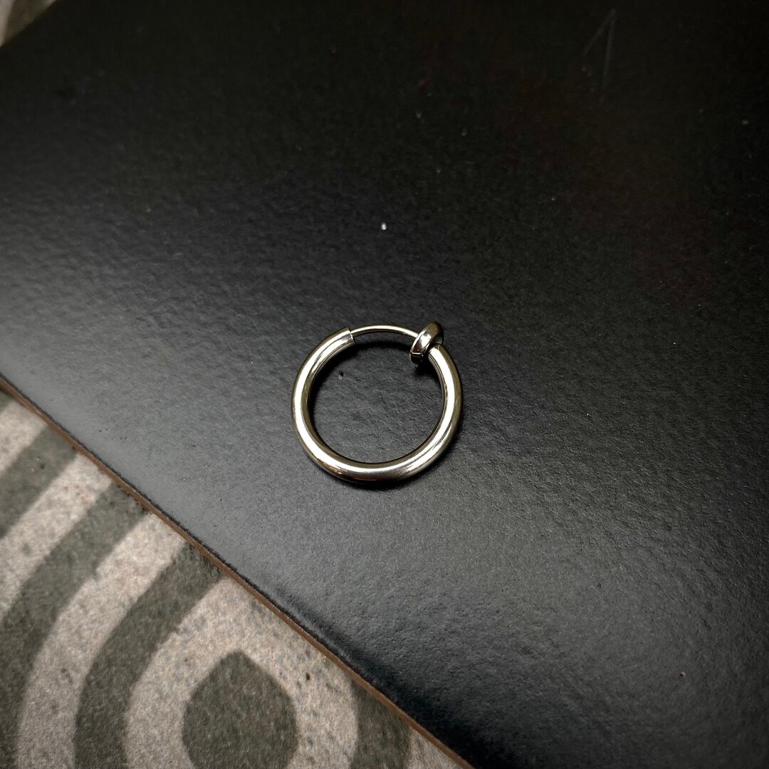 Silver Mens Earrings, Stainless Steel Silver 15mm Mens Hoop Earrings