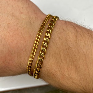 18k Gold Bracelet Chain 5mm Cuban Link Curb Chain Bracelet for