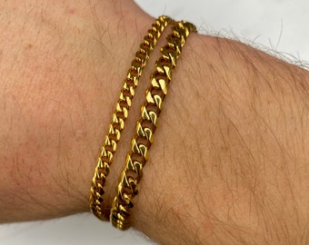 Mens Miami 14k Placcato Oro 18k Fashion Link Gioielli In Acciaio Inox Catena Hip - Foto 11