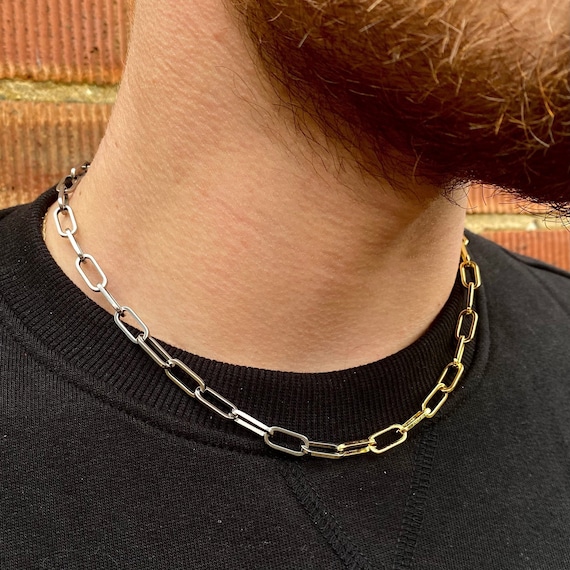 Silver Paperclip Chain Necklace Half 