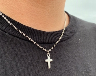 Silver Cross Necklace Pendant Mens Chain Jewellery Chain Silver