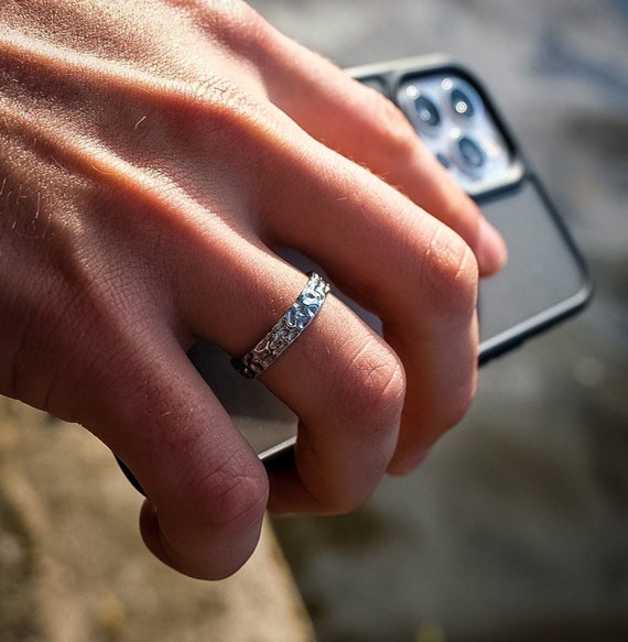 Buy Mens Ring, Thin Silver Band Ring for Men, Hammered Ring, Mens Pinky  Rings, Silver Signet Ring Men, Silver Promise Ring Gift for Boyfriend UK  Online in India - Etsy