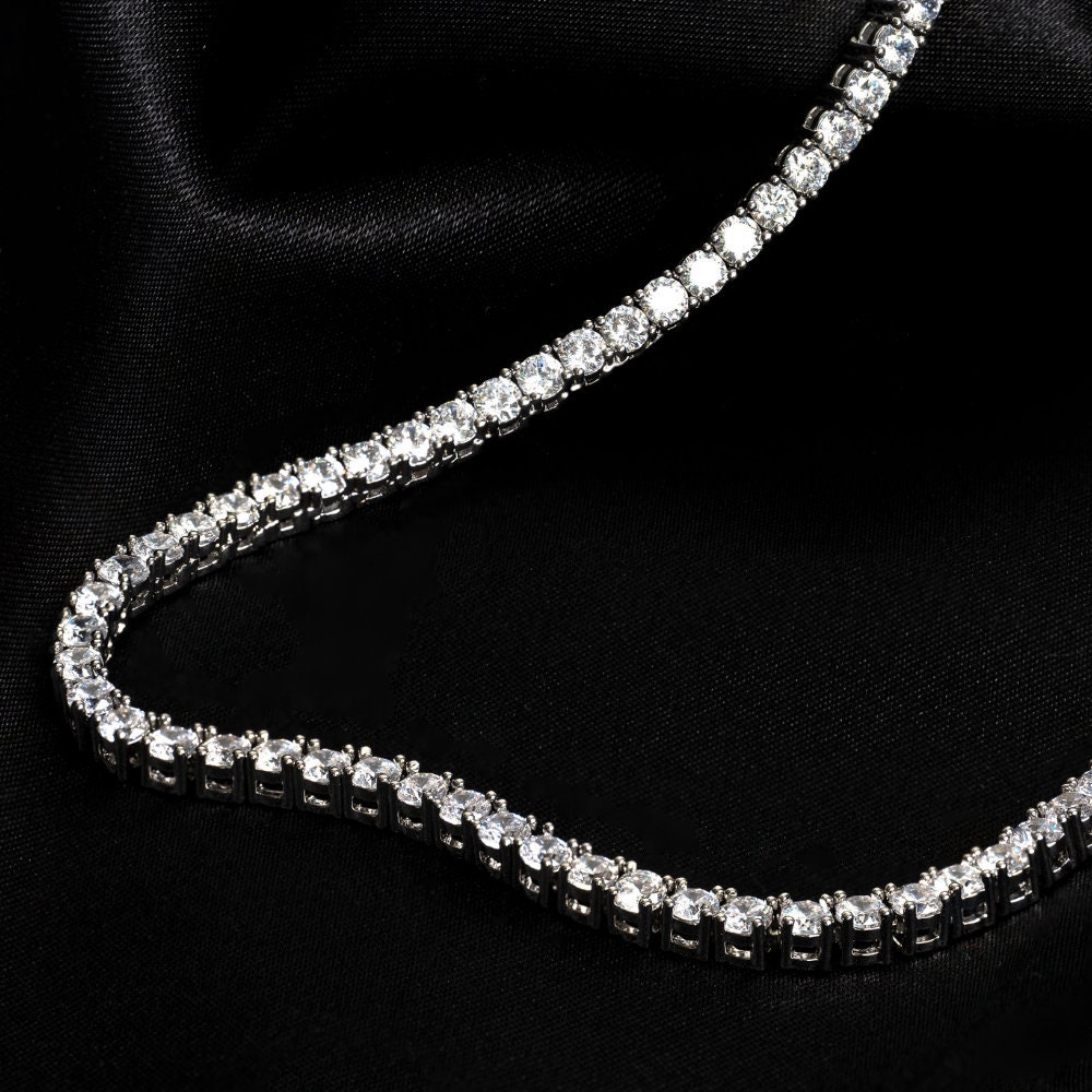 テニスチェーンネックレス シルバー 人口ダイヤモンド 316 CZダイヤ 幅3mm テニスチェーン ネックレス テニスネックレス