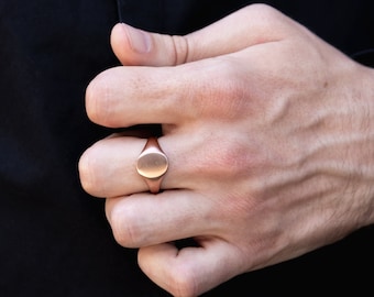 Mens Ring - Gold Signet Ring Men - Mens Signet Ring - Rose Gold Rings, Pinky Rings For Men, Signet Ring Men, Oval Signet Ring - Mens Jewelry