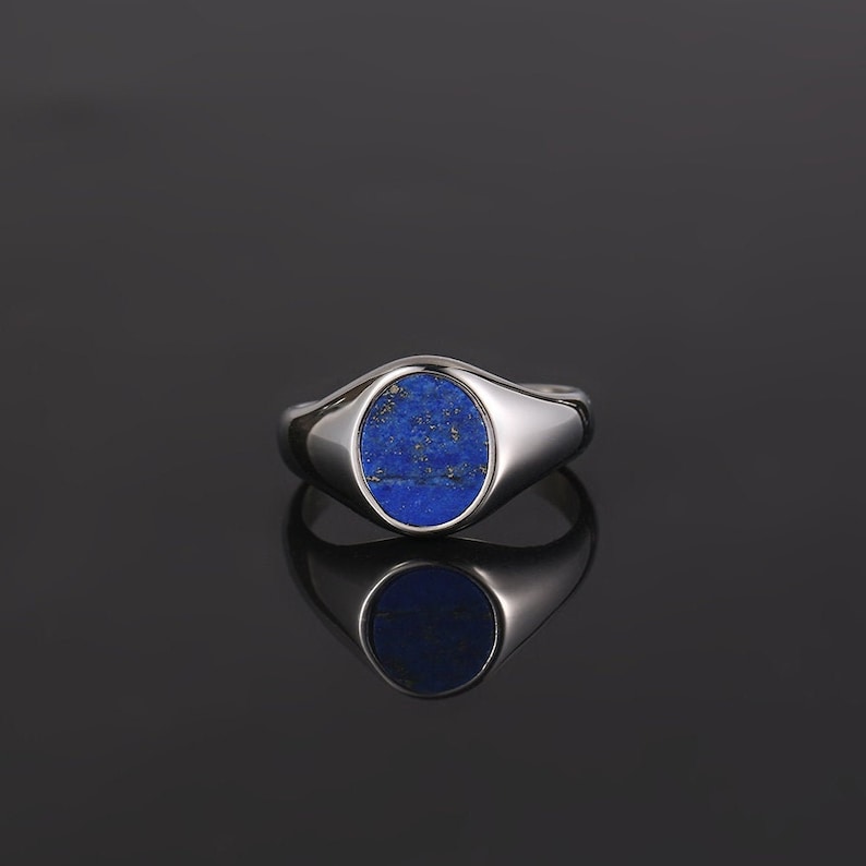 Mens Ring Blue Lapis Lazuli Silver Ring - Onyx Ring - Signet Ring Mens - Silver Signet Ring- Silver rings for Men - By Twistedpendant