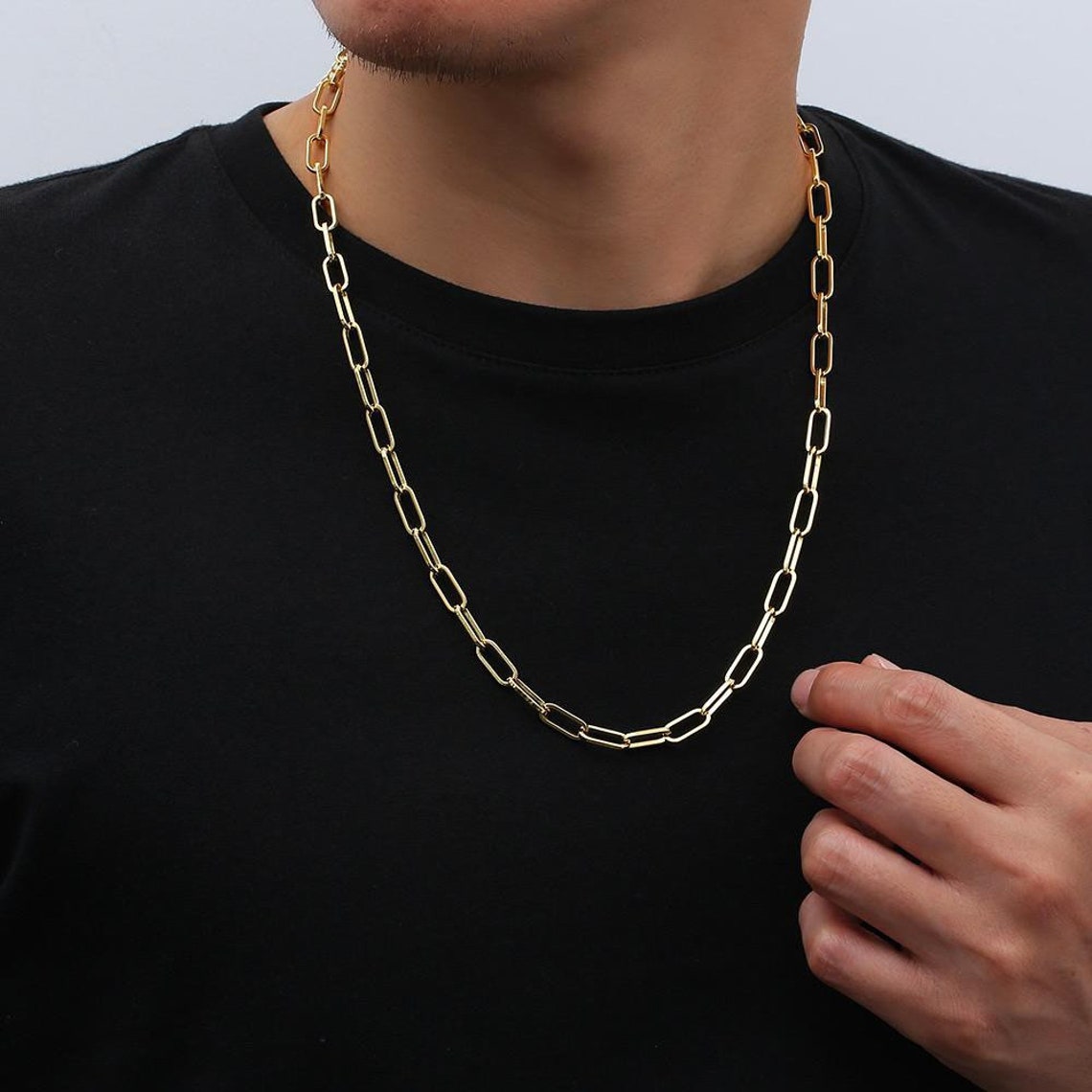 14k Gold Necklace Chain Mens Chain Paperclip Link Sale 6mm Etsy