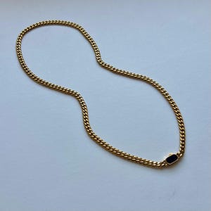 Goldkette - Goldkette Kubanische Gliederkette für Herren - Herrenkette - 5 mm Schwarzer Onyx Goldkettenhalskette - Herrenschmuck - Goldkette Männer Geschenke