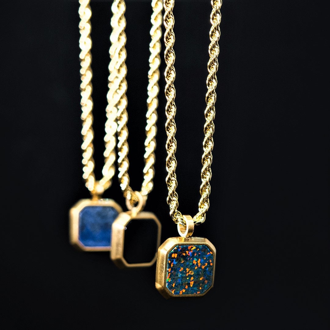 Gold Necklace Mens Necklace Stone 