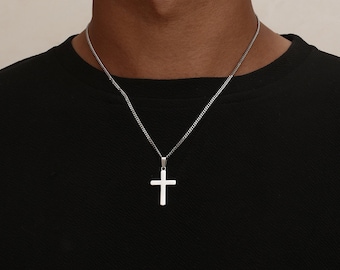 Silver Cross Pendant Necklace, Mens Silver Chain Pendant Silver Crucifix, Mens Cross Necklace, Mens Gifts - Mens Jewelry - By Twistedpendant