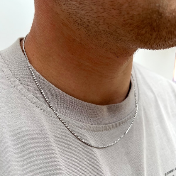 Silver Rope Chain, Mens Silver Rope Chain, Silver Chains for Men, Italian Sterling Silver Chain,  23K Gold Chain Necklace - Mens Jewellery