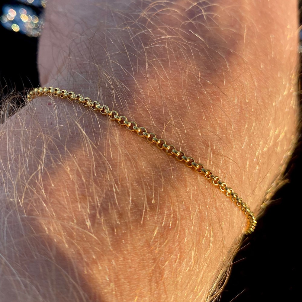 Mens Bracelet Thin Gold Belcher Bracelet Men 18K Gold Etsy UK
