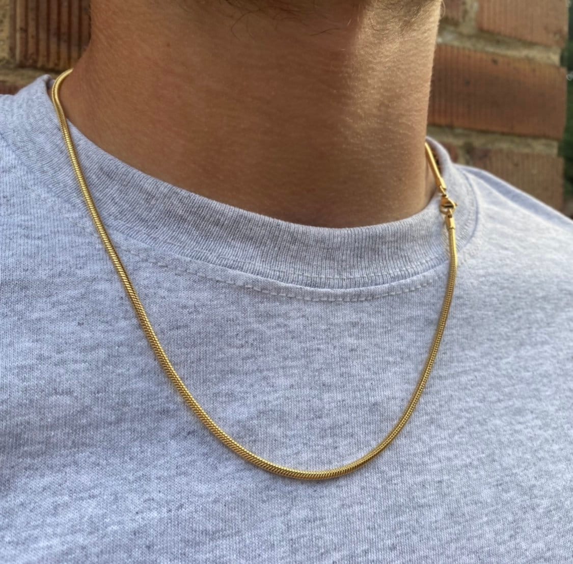 3.2mm 18K Gold Chain Necklace Mens Gold 