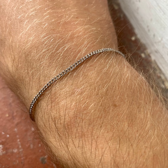 Mens Bracelet 2mm Silver Bracelet Chain for Men Thin Connell Link