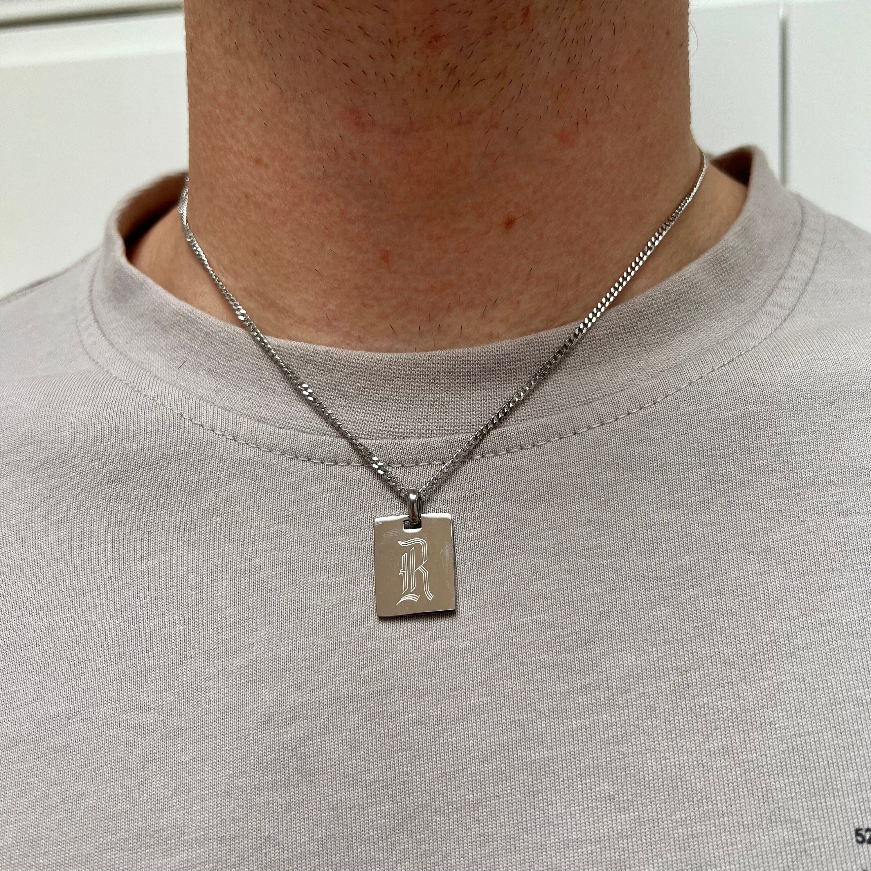Buy Mens Initial Necklace for Men / Women Personalised Silver