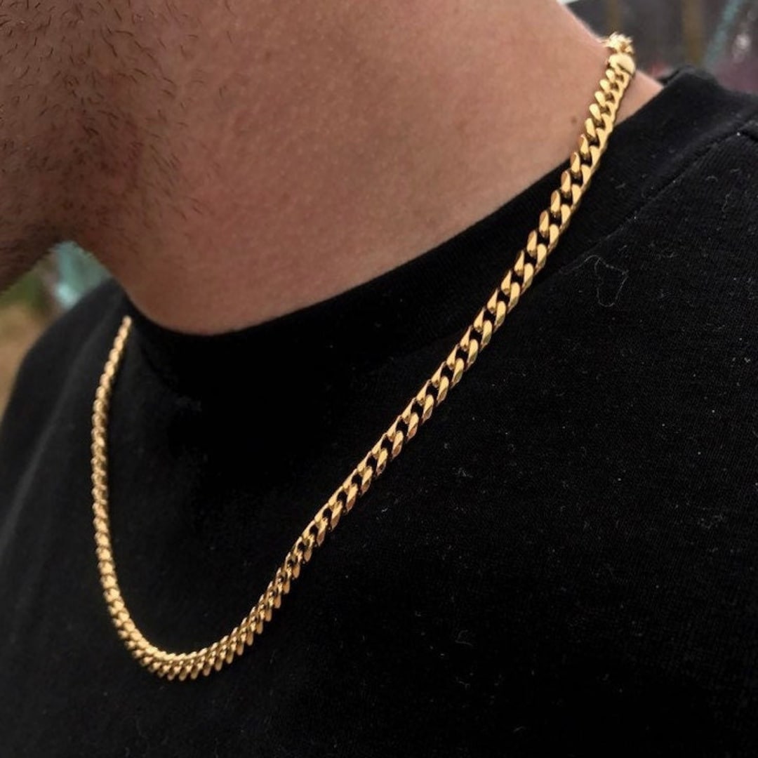 Buy 5mm Gold Cuban Chain Necklace 18K Gold Necklace Men Mens ...