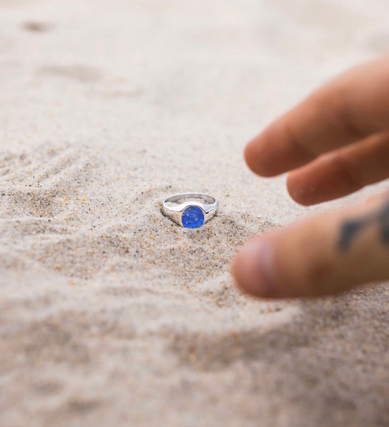 Royal Blue Lapis Lazuli Signet Ring Men Mens Ring Mens Pinky Rings Blue Gemstone Signet Ring Mens Gold Ring For Him Gift All Sizes image 1