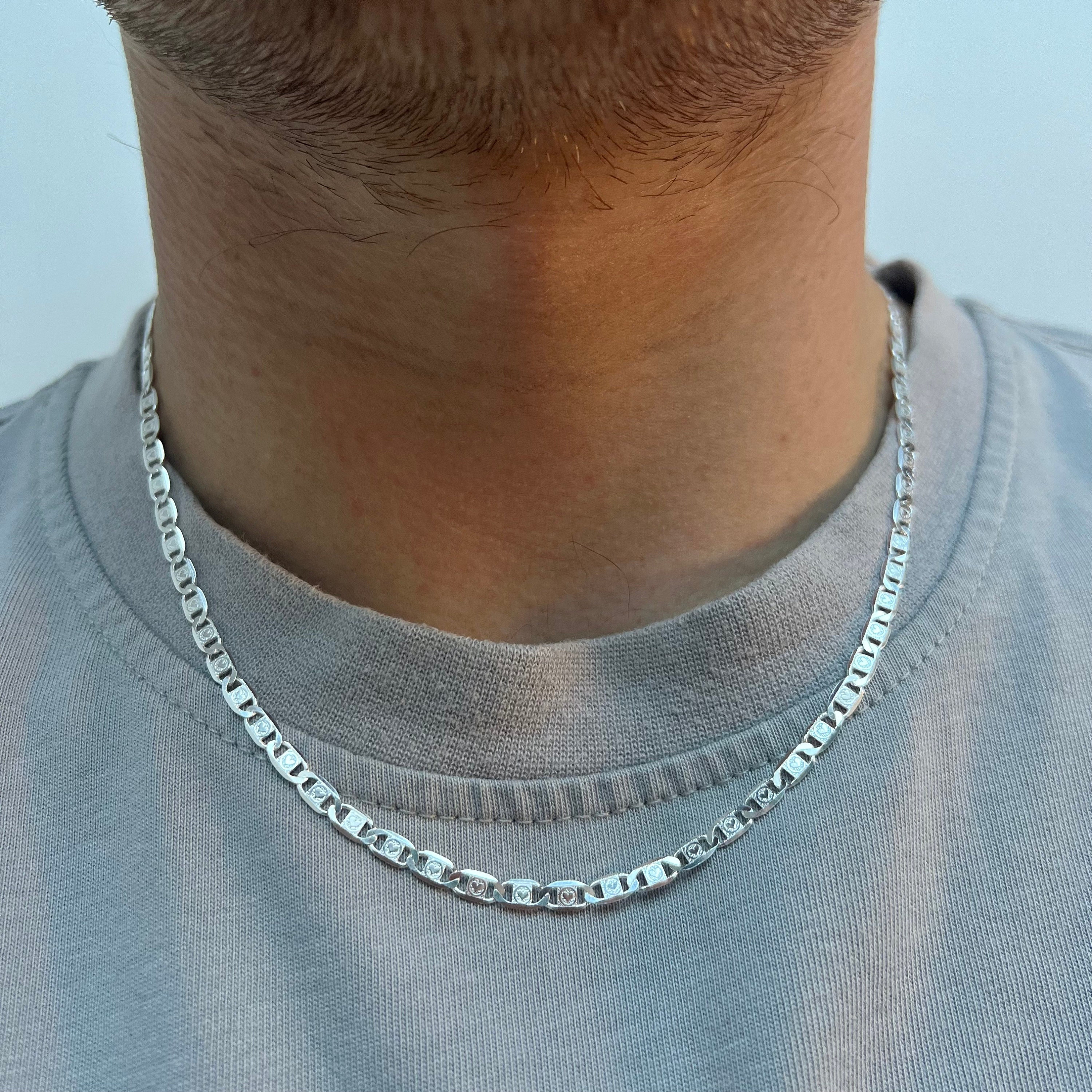 Silver Valentino Chain - Mens Chain Necklace - Love Heat Chain