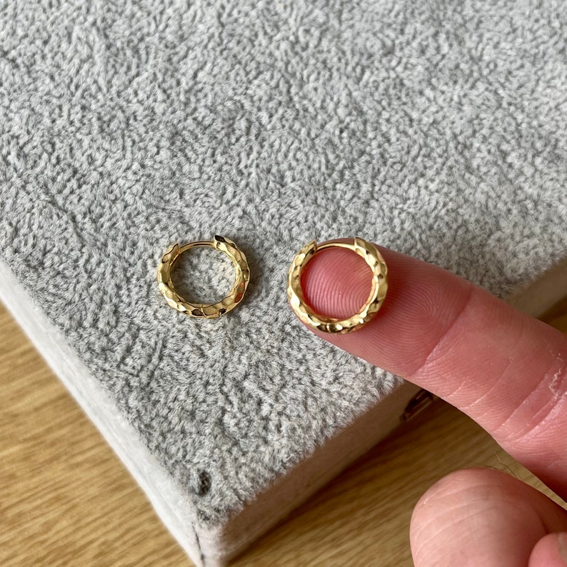 Mens Earrings - 18K Gold Hammered Hoop Earrings - By Twistedpendant