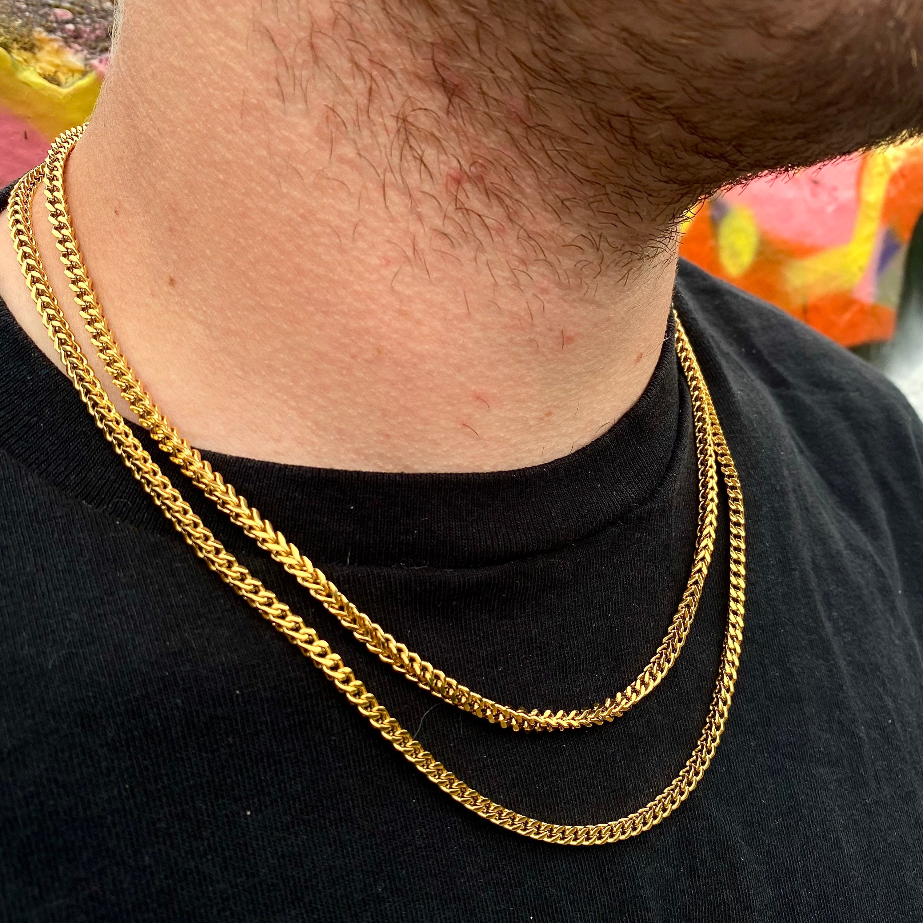 Gold Chain Necklace Mens Chain Franco 4mm Mens Gold Chain | Etsy