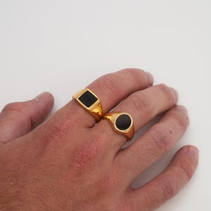 Black Onyx Ring - 18K Gold Onyx Signet Ring For Men - Square / Oval Mens Signet Pinky Ring - Onyx Ring - Mens Gold Ring - Mens Jewelry Gift