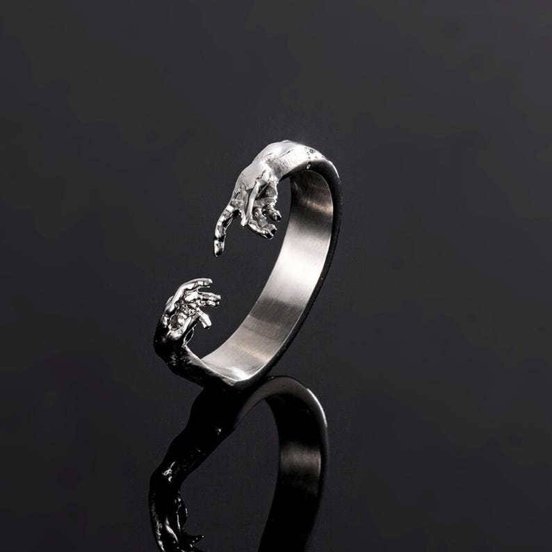 Mens Ring - Hand Of God Ring For Men - Creation Of Adam Silver Ring - By Twistedpendant