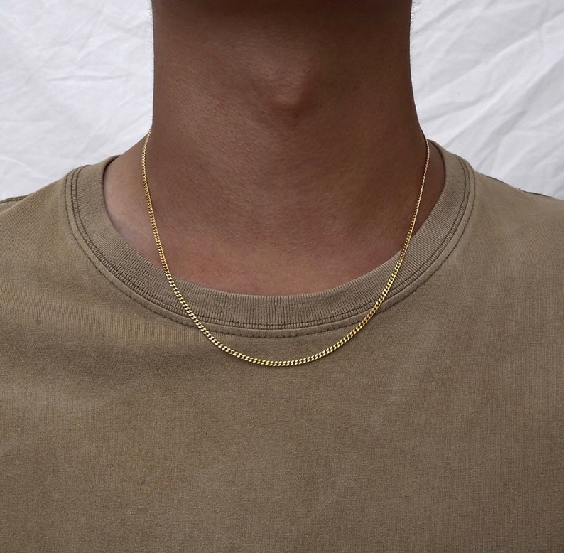Silver Chain Necklace for men, 2mm Thin Silver Chain Men - By Twistedpendant