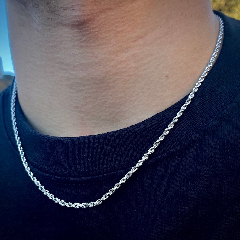 Silver Rope Chain Necklace 2.5mm Mens Chain Silver Link Chain Etsy